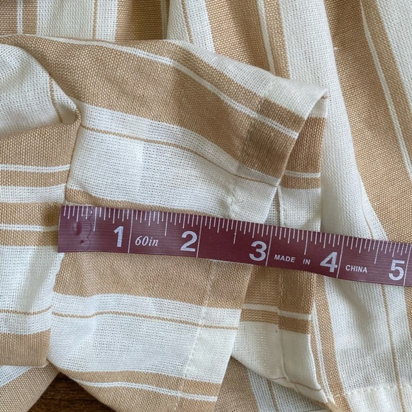 Alya white and tan striped high waisted tie front shorts size medium paperbag - Picture 7 of 7